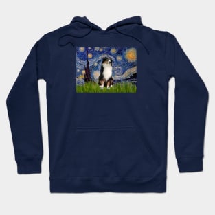 Starry Night with a Tri Color Australian Shepherd Hoodie